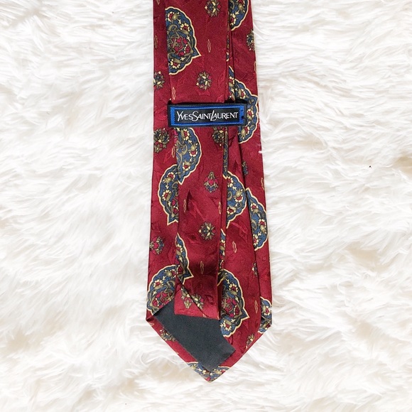 VTG YSL Yves St. Laurent 100% Silk Tie Red EUC - Picture 3 of 5